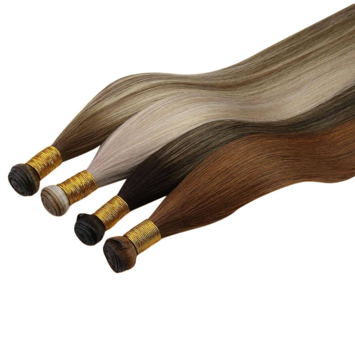 Wholesale 100% human hair Double Weft Hair Extensions HE-DW-ST-#18/613-16inch 4